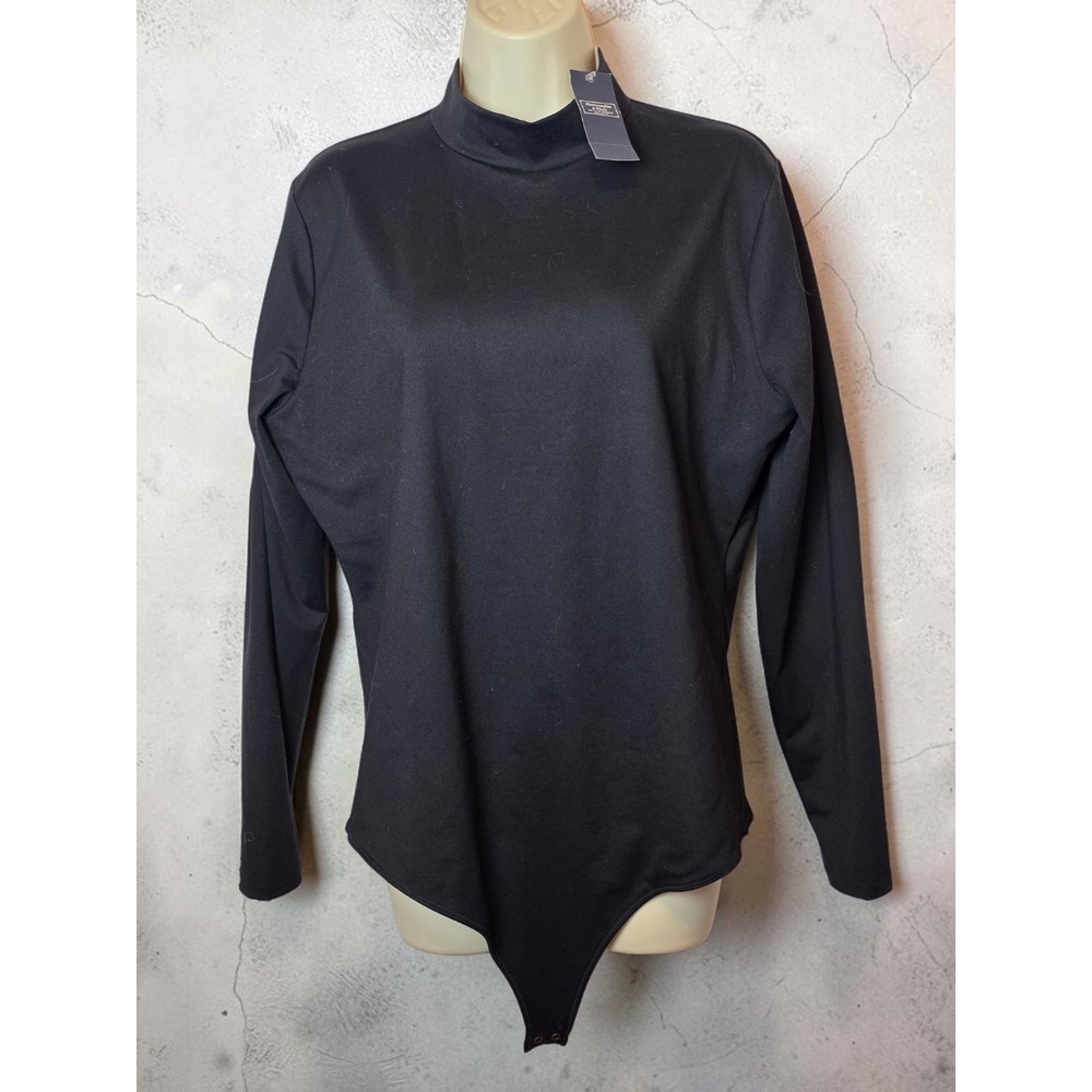 Abercrombie Fitch Bodysuit Womens Size XL Black Top Long Sleeve Open Back